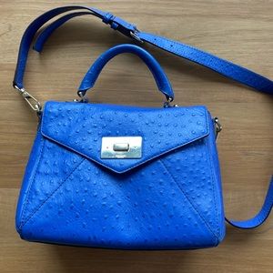 Kate Spade Royal Blue Purse with Ostrich Texture